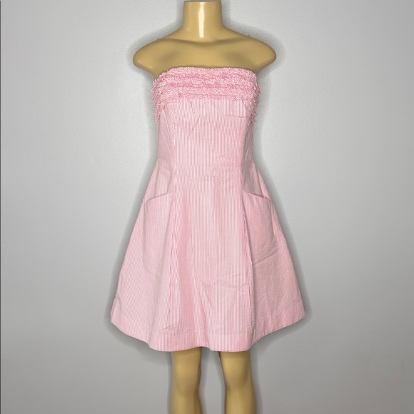 Lilly Pulitzer Dresses & Skirts - Lilly Pulitzer Ferra Hotty Strapless Pink Seersucker Summer Dress Size 4